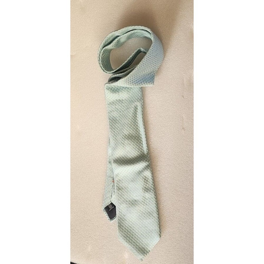 Moschino Italy 100% Silk Mens Suit Tie Light Blue Squares Formal Dress Menswear